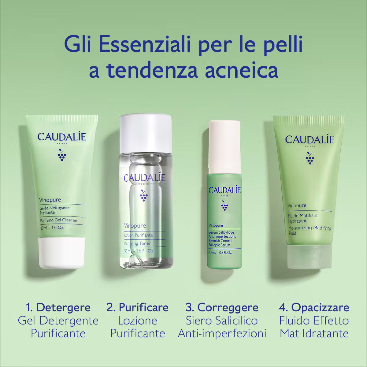 CAUDALIE VINOPURE STARTER KIT PROTOCOLLO PELLE A TENDENZA ACNEICA