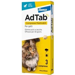 Adtab Per Gatti 2kg-8kg Elanco 3 Compresse Masticabili 48mg - 3 mesi