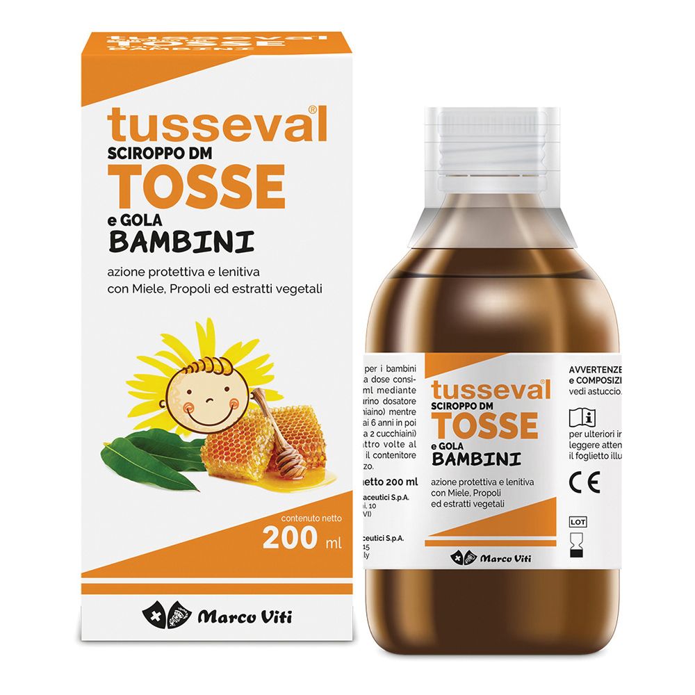 TUSSEVAL SCIROPPO TOSSE SECCA E GRASSA BAMBINI 1+ 200ML