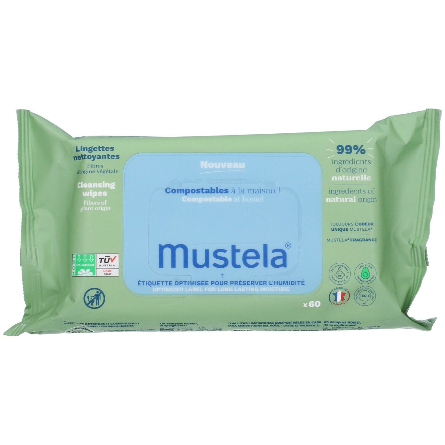 MUSTELA SALVIETTE COMPOSTABILI PROFUMATE 60Pz