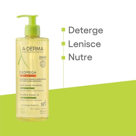 A-DERMA EXOMEGA CONTROL OLIO lavante Emolliente Anti-Grattage 500ML