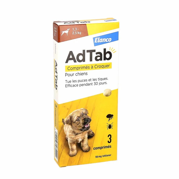 Adtab Per Cani 1,3kg-2,5kg Elanco 3 Compresse Masticabili 56mg ELANCO