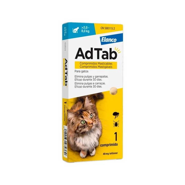 Adtab Per Gatti 2kg-8kg Elanco 3 Compresse Masticabili 48mg ELANCO
