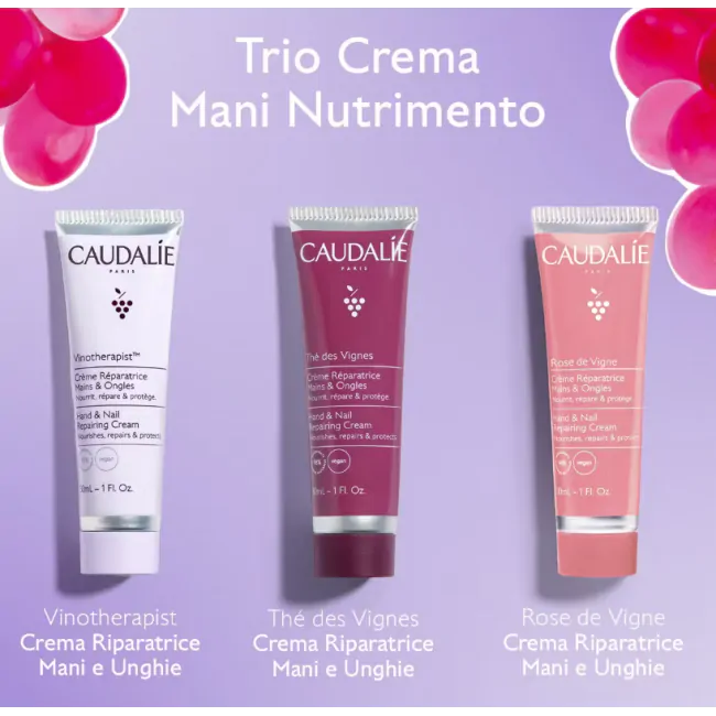 Caudalie Cofanetto Trio Creme mani e unghie idratanti profumate 30 ml idea regalo