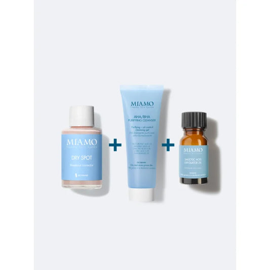 MIAMO COFANETTO SOS BRUFOLI - DETERGENTE + ESFOLIANTE + SOLUZIONE ASTRINGENTE