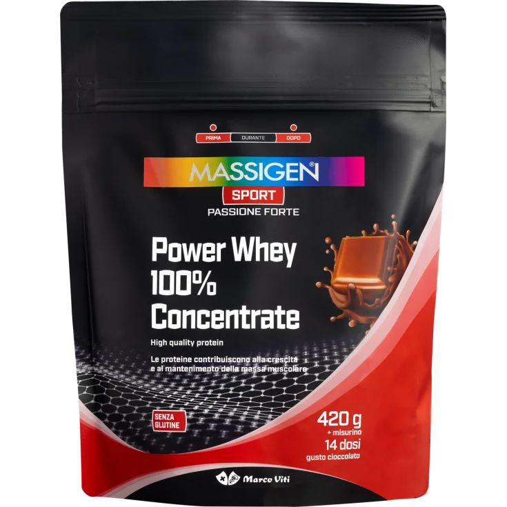 MASSIGEN SPORT Power Whey 100% PROTEINE CONCENTRATE - GUSTO Cioccolato