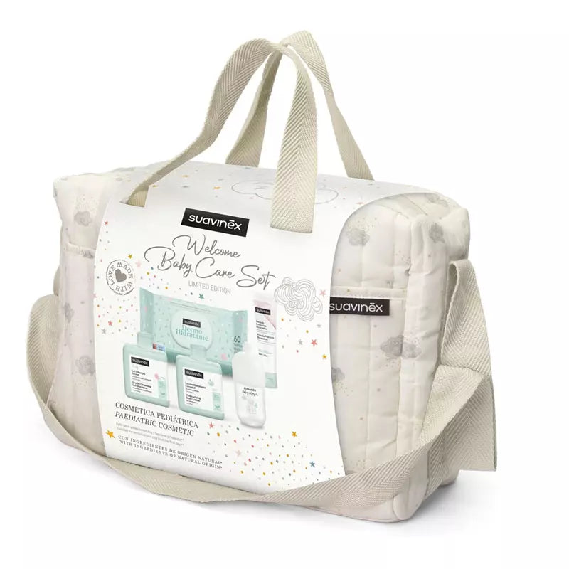 SUAVINEX BORSA COSMETICA BEIGE SHAMPOO + LOZIONE + POMATA + PROFUMO + SALVIETTE