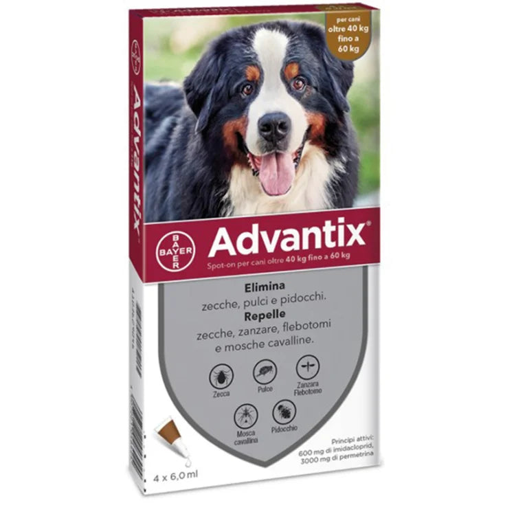 Advantix Spot-On Antiparassitario cani 4 Pipette - Marrone 40 - 60 Kg