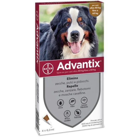 Advantix Spot-On Antiparassitario cani 4 Pipette - Marrone 40 - 60 Kg