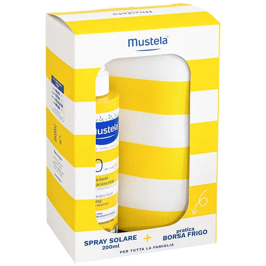MUSTELA Spray Latte Solare SPF50 Protezione Alta per Bambini 200ml + Borsa Frigo