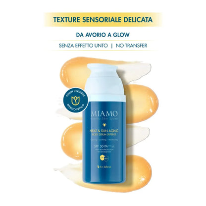 Miamo Skin Defense - Heat & Sun Aging Body Serum Defense Siero Solare Corpo SPF50 PA+++, 100ml
