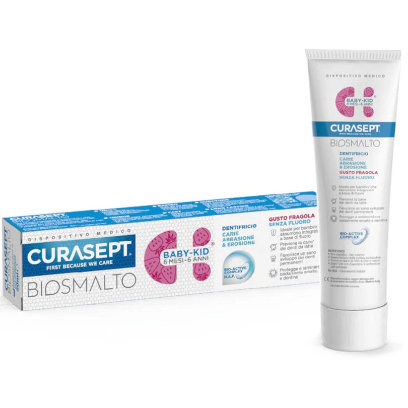 CURASEPT DENTIFRICIO BIO BABY KID DAI 6 MESI SENZA FLUORO GUSTO FRAGOLA