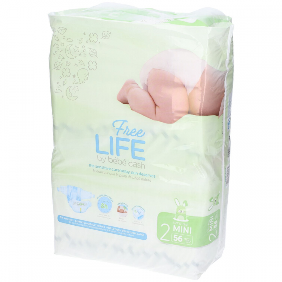 Freelife Bébé Cash Pannolini Taglia 2 Mini 56 Pezzi 3-6 Kg