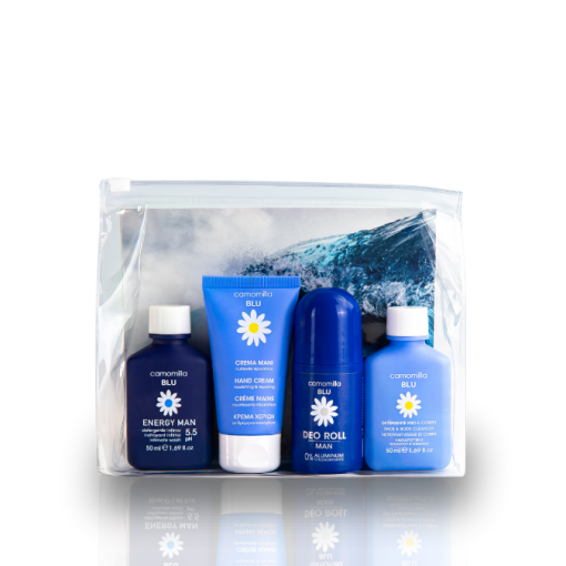 CAMOMILLA BLU MEN'S CARE travel kit Deodorante + bagnodoccia + crema mani+ intimo