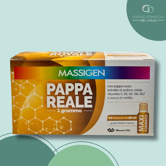 TONICO MASSIGEN PAPPA REALE 1 GRAMMO 10 FLACONCINI DA 25ml MARCO VITI