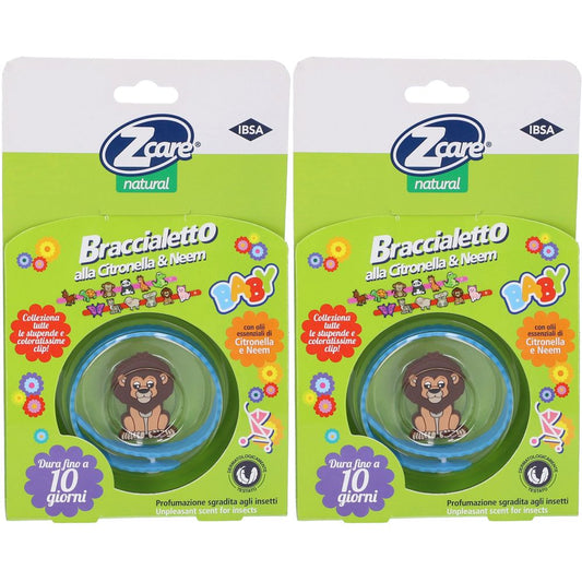 ZCARE NATURAL Braccialetto Allontana Zanzare Set da 2 pezzi durata fino a 10 giorni