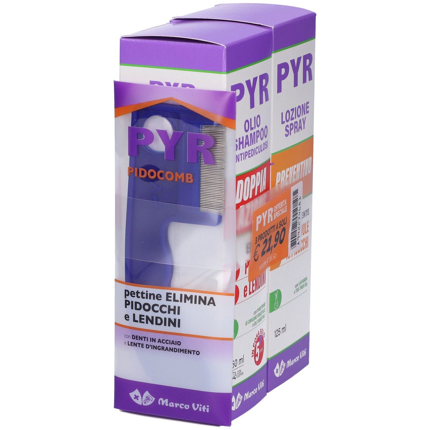 PYR OLIO SHAMPOO + SPRAY + PETTINE TRATTAMENTO PEDICULOSI PIDOCCHI