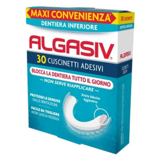 ALGASIV 30 PEZZI ADESIVO PROTESI INFERIORE - CONFEZIONE MAXI 30 PEZZI - Dispositivo Medico