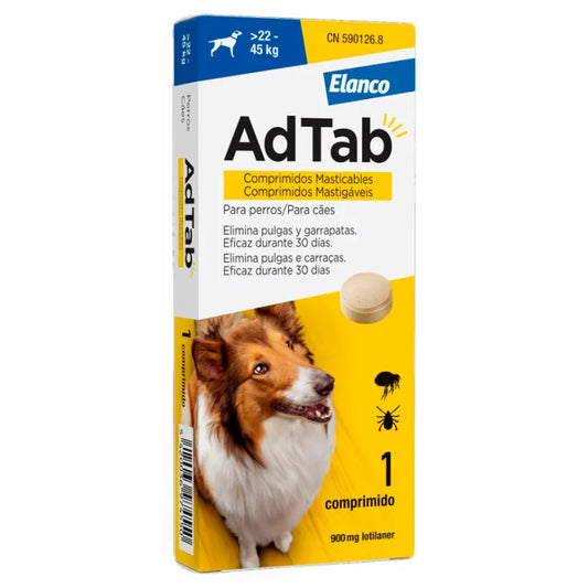 Adtab Per Cani Da 22kg A 45kg 3 Compresse Masticabili 900mg ELANCO