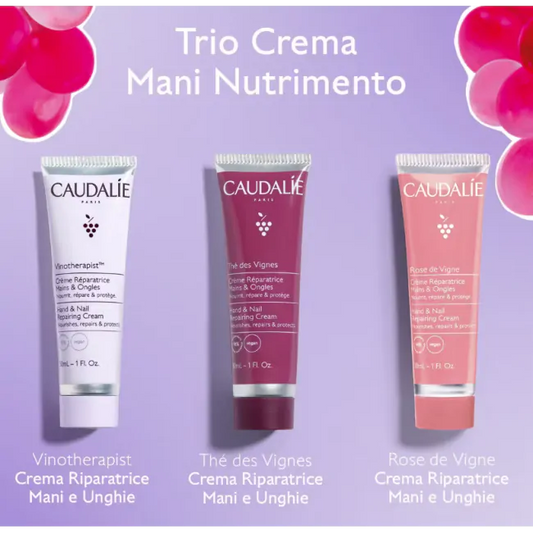 Caudalie Cofanetto Trio Creme mani e unghie idratanti profumate 30 ml idea regalo
