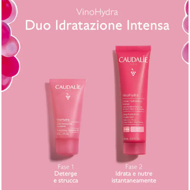 Caudalie Vinohydra Cofanetto Vinohydragel Crema Idratante 60ml + Gel Detergente 30ml