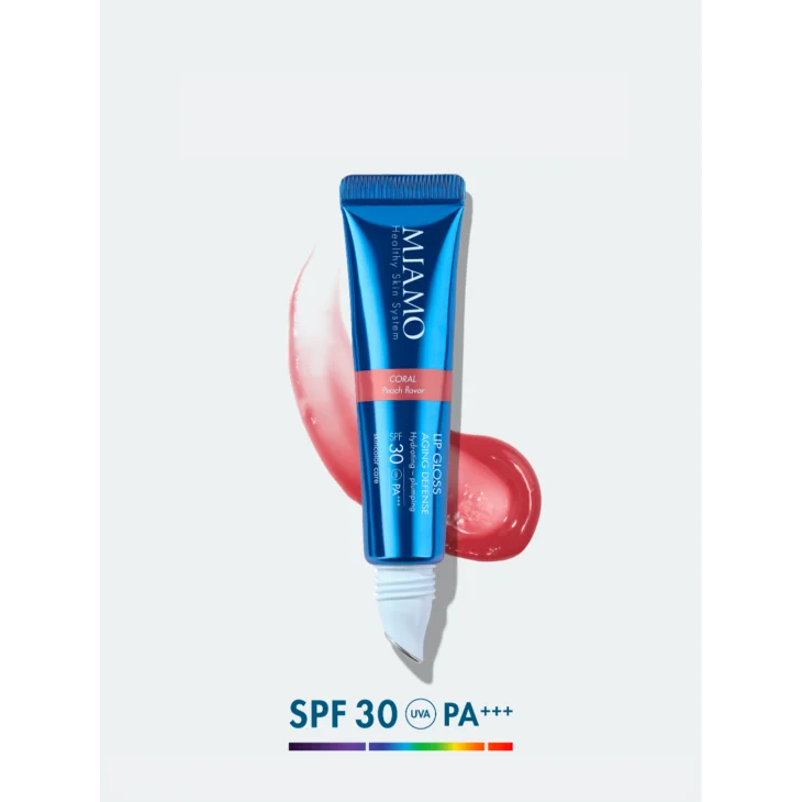 MIAMO LIP GLOSS CORAL 15ML - Idratante con Protezione SPF30+ GUSTO PESCA