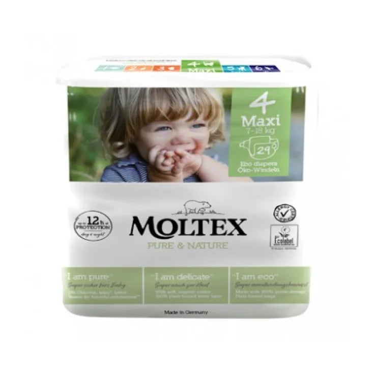 MOLTEX Pure&Nature Maxi Taglia 4 (7-18kg) 29 Pannolini Ecologici