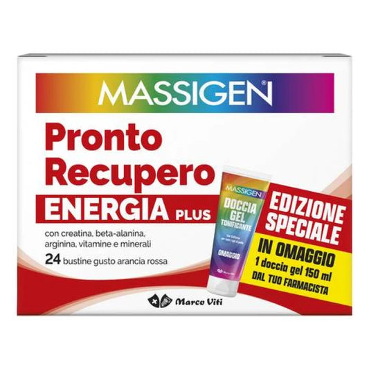 Pronto Recupero Energy PLUS Massigen 24 Bustine + gel doccia OMAGGIO